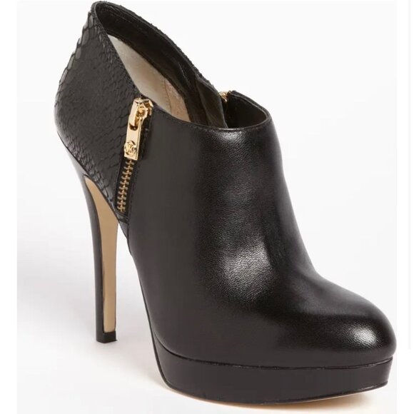 MICHAEL KORS Side Zip Leather and Patent Snakeskin Stiletto York Ankle Booties - Picture 15 of 17